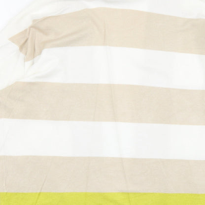 TU Womens Beige V-Neck Striped Viscose Cardigan Jumper Size 14