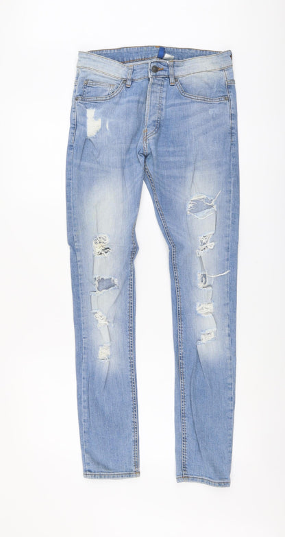 Womens UK Size 4 H&M Regular Fit Skinny Blue Jeans