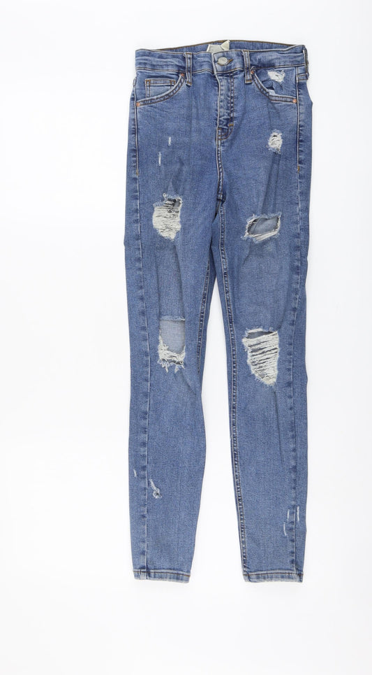Topshop Womens Blue Cotton Skinny Jeans Size 23 in L26 in Regular Button