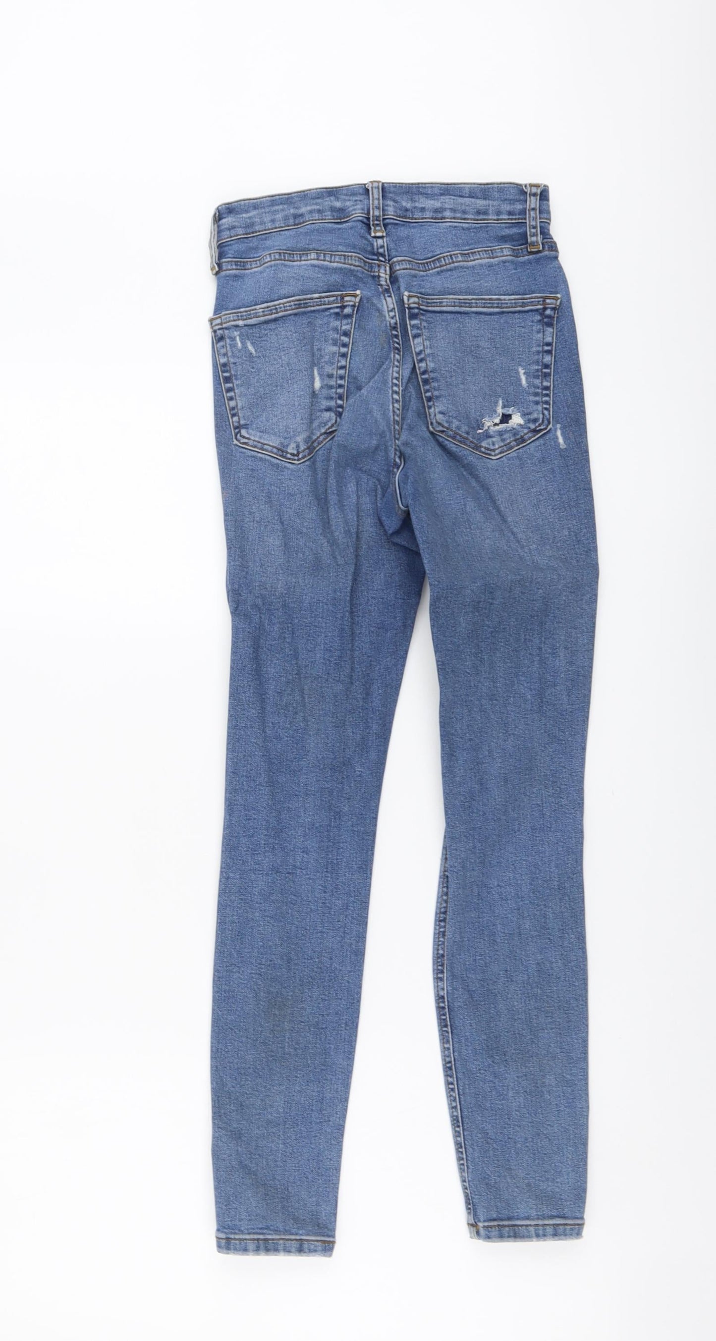 Topshop Womens Blue Cotton Skinny Jeans Size 23 in L26 in Regular Button