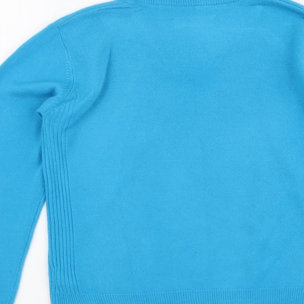 Indigo Girls Blue V-Neck Acrylic Pullover Jumper Size 9-10 Years Pullover