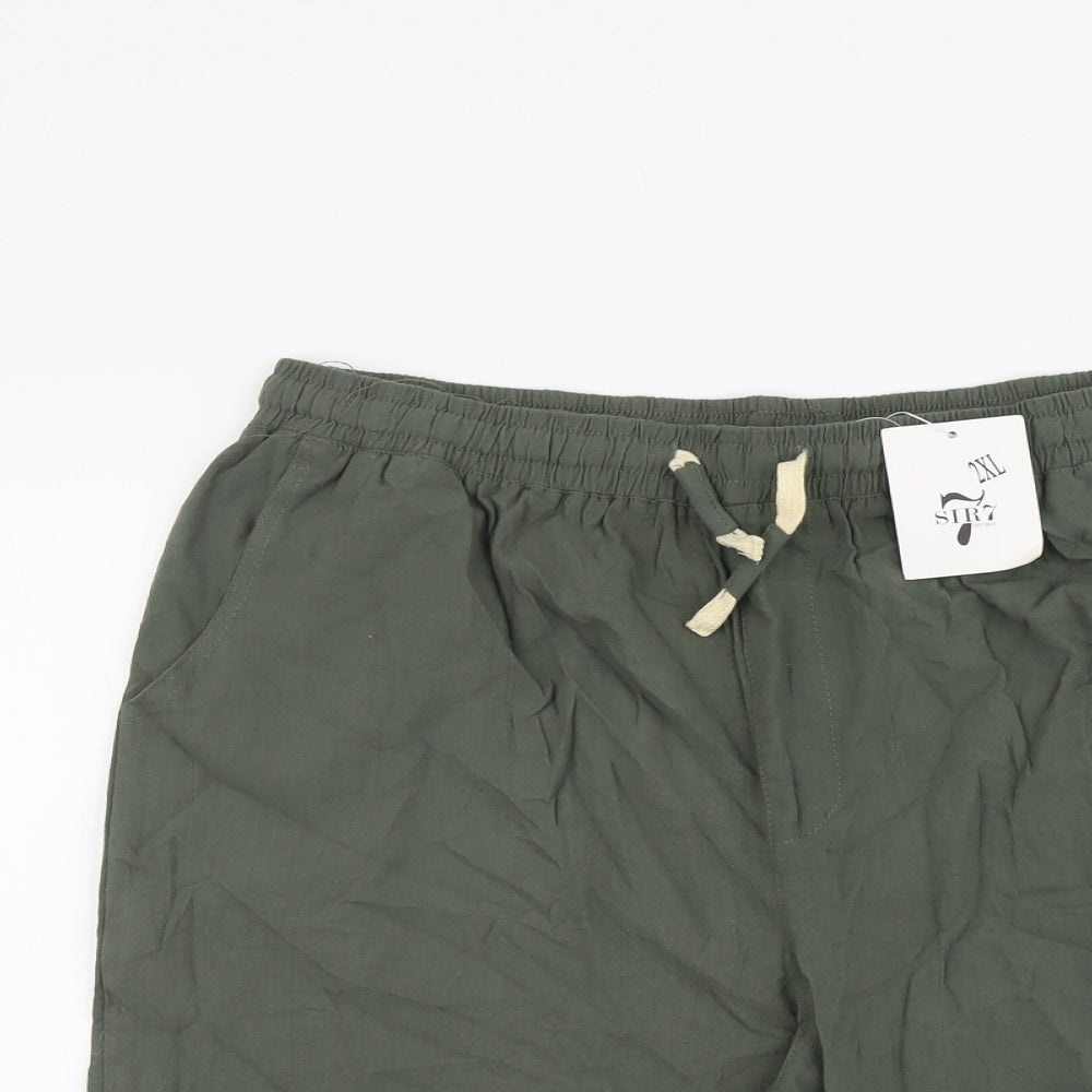 Sir 7 Womens Green Cotton Chino Shorts Size 2XL L9 in Regular Drawstring