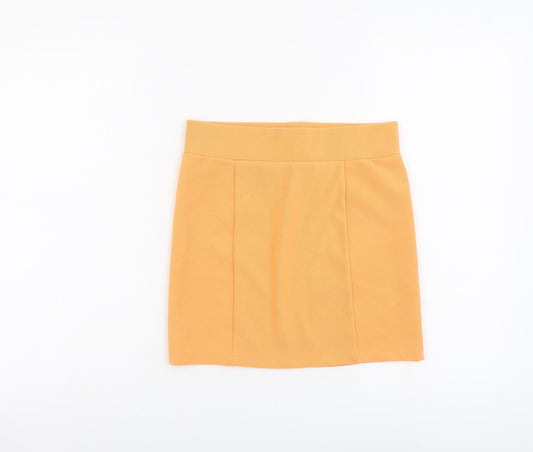 H&M Womens Orange Polyester Mini Skirt Size 10