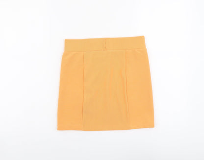 H&M Womens Orange Polyester Mini Skirt Size 10