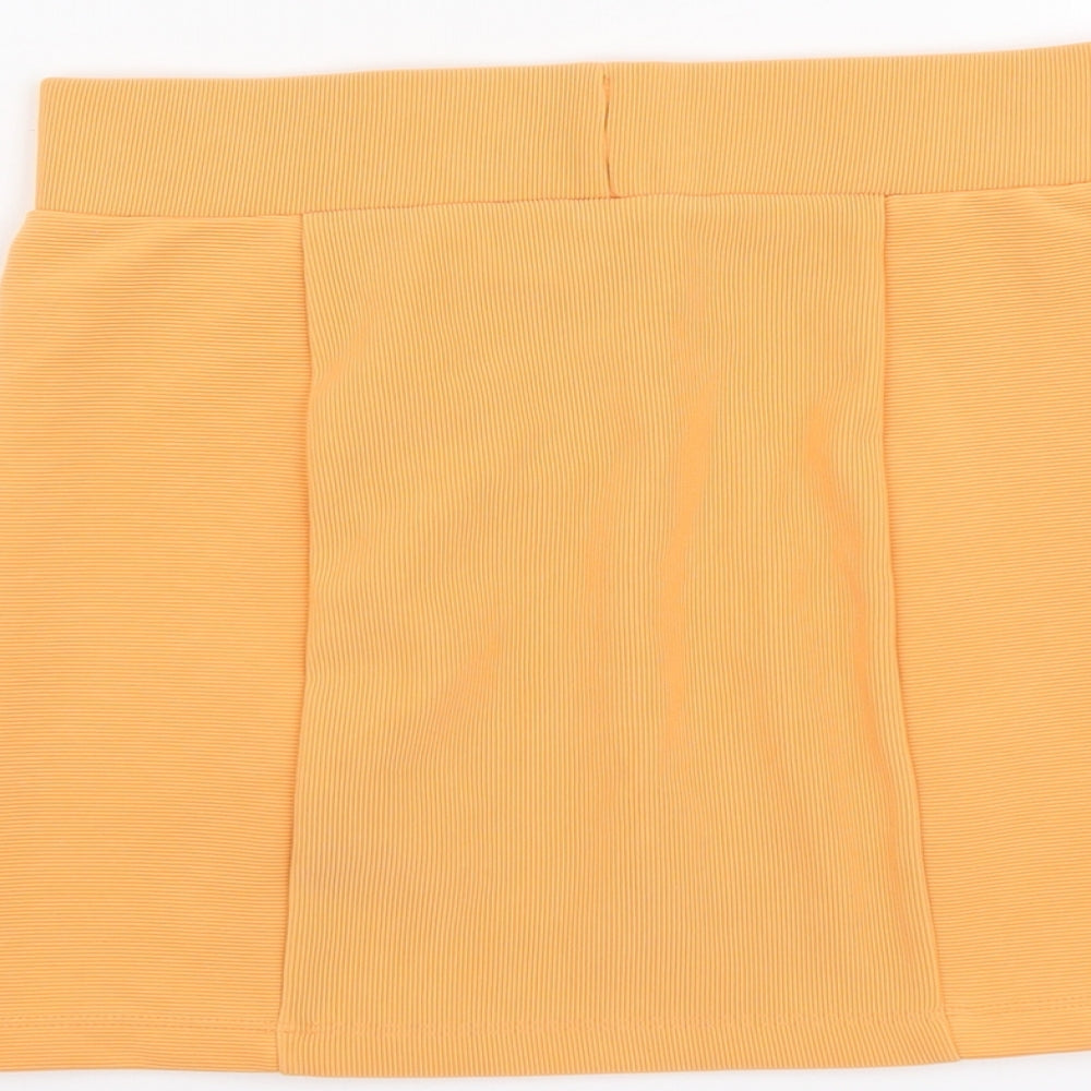 H&M Womens Orange Polyester Mini Skirt Size 10