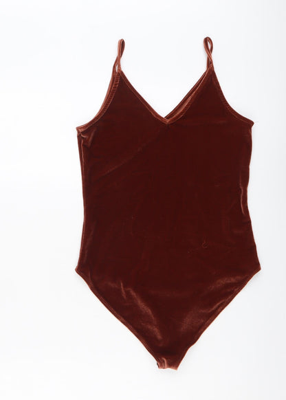 River Island Womens Brown Polyester Bodysuit One-Piece Size 10 Snap