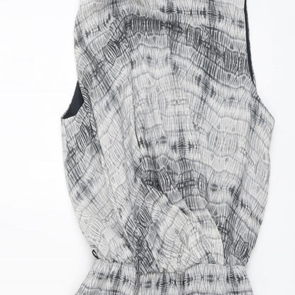 Mango Womens Grey Geometric Polyester Fit & Flare Size XS Round Neck Pullover
