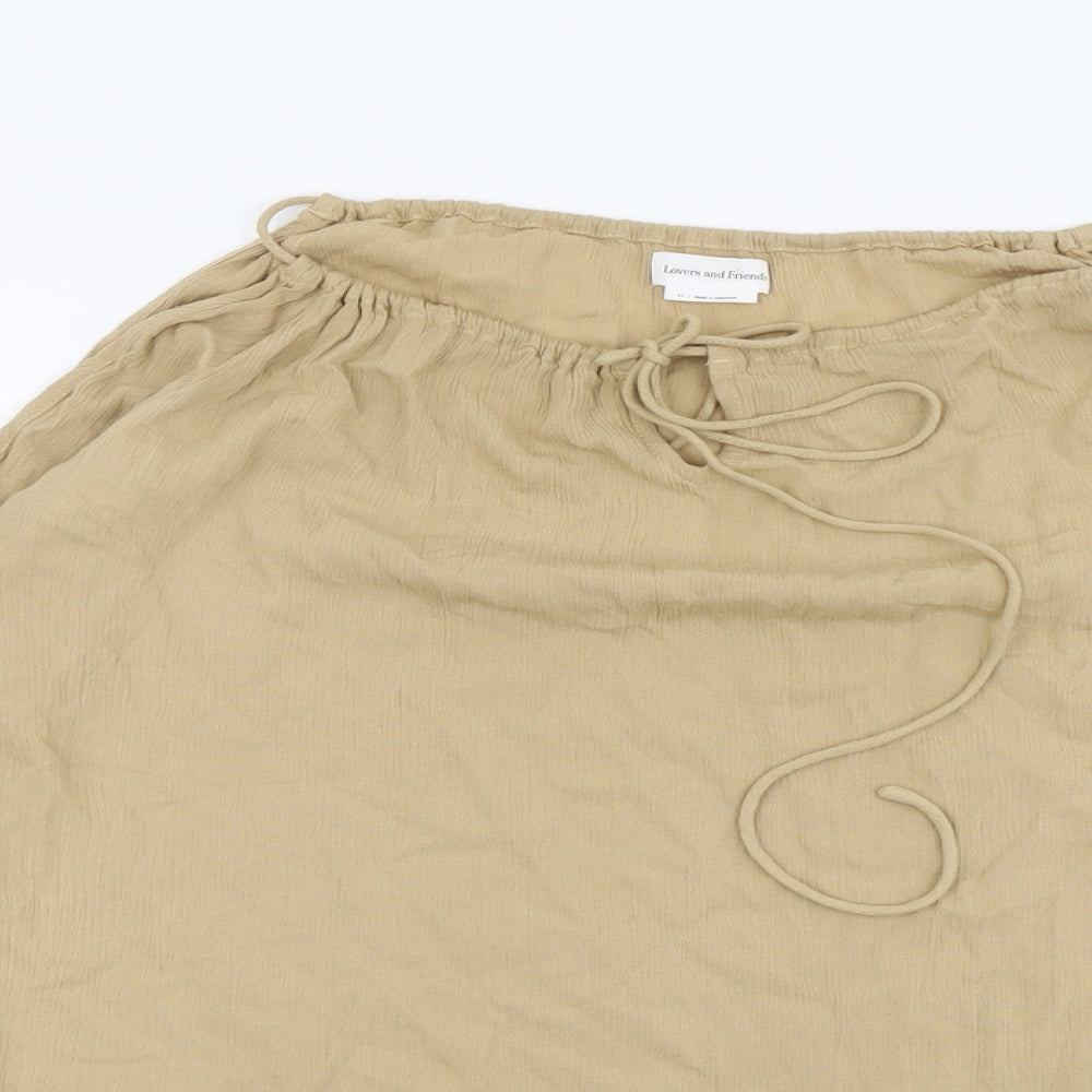 Love and Friends Womens Beige Viscose Basic Blouse Size XS Boat Neck