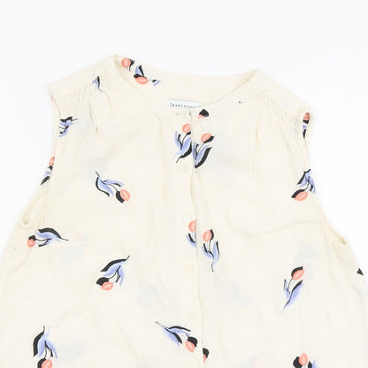 Womens UK Size 10 Warehouse Beige Basic Button-Up