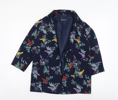 Bonmarché Womens Blue Geometric Jacket Blazer Size 10 Hook & Eye