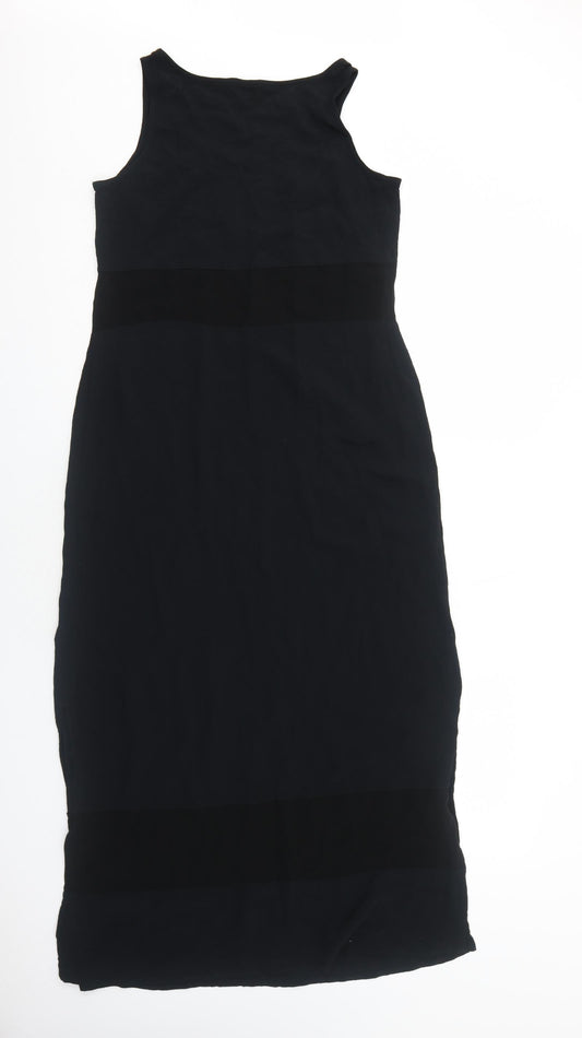 Marks and Spencer Womens Black Polyester Maxi Size 8 Round Neck Pullover