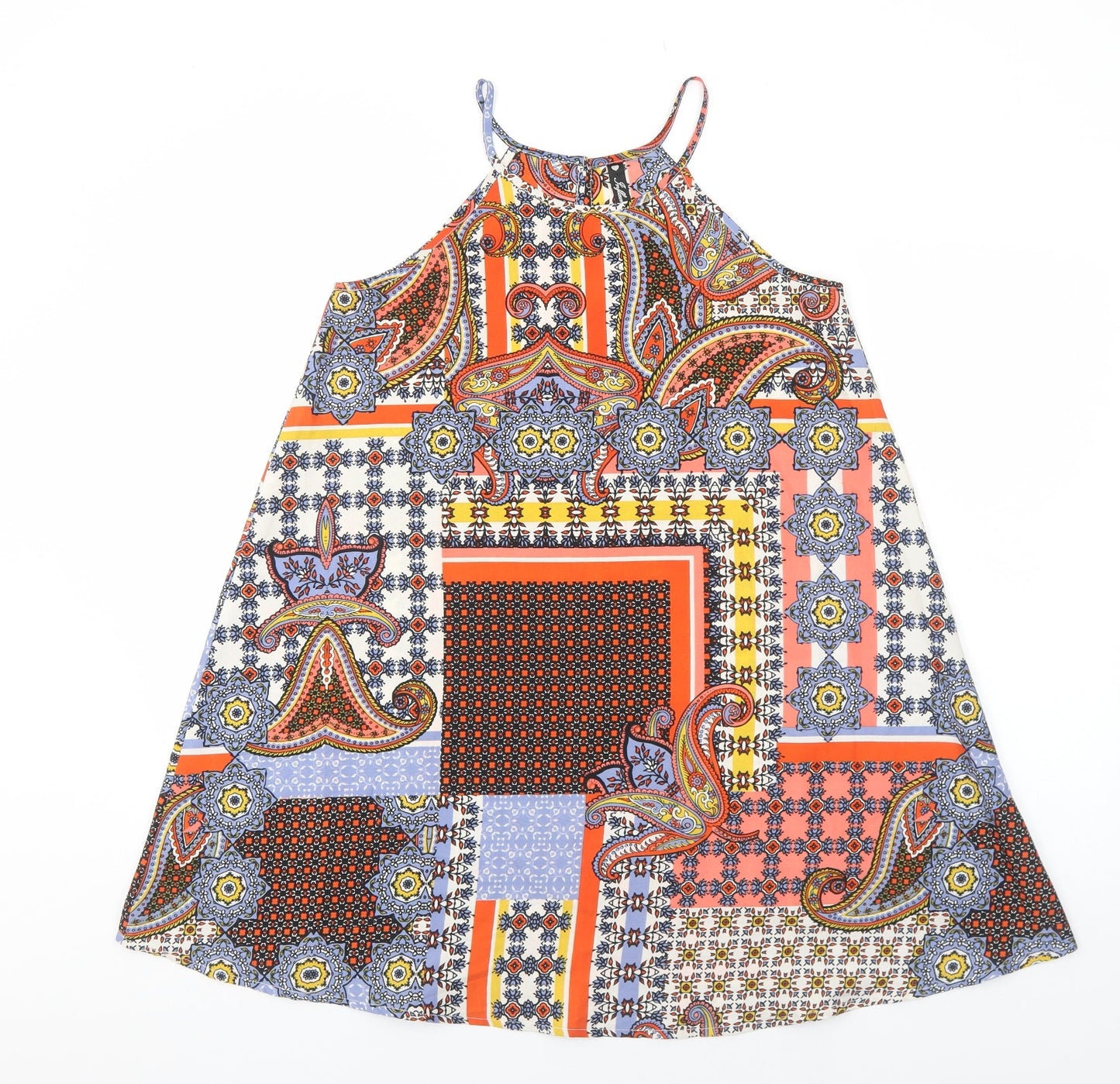 Influence Womens Orange Geometric Polyester Trapeze & Swing Size 10 Round Neck Pullover