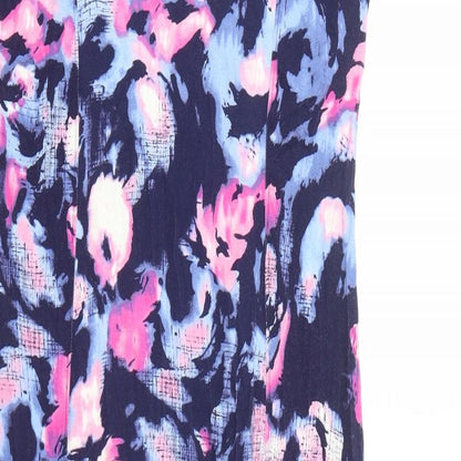 VIZ-A-VIZ Womens Blue Geometric Viscose A-Line Size 12 V-Neck Pullover