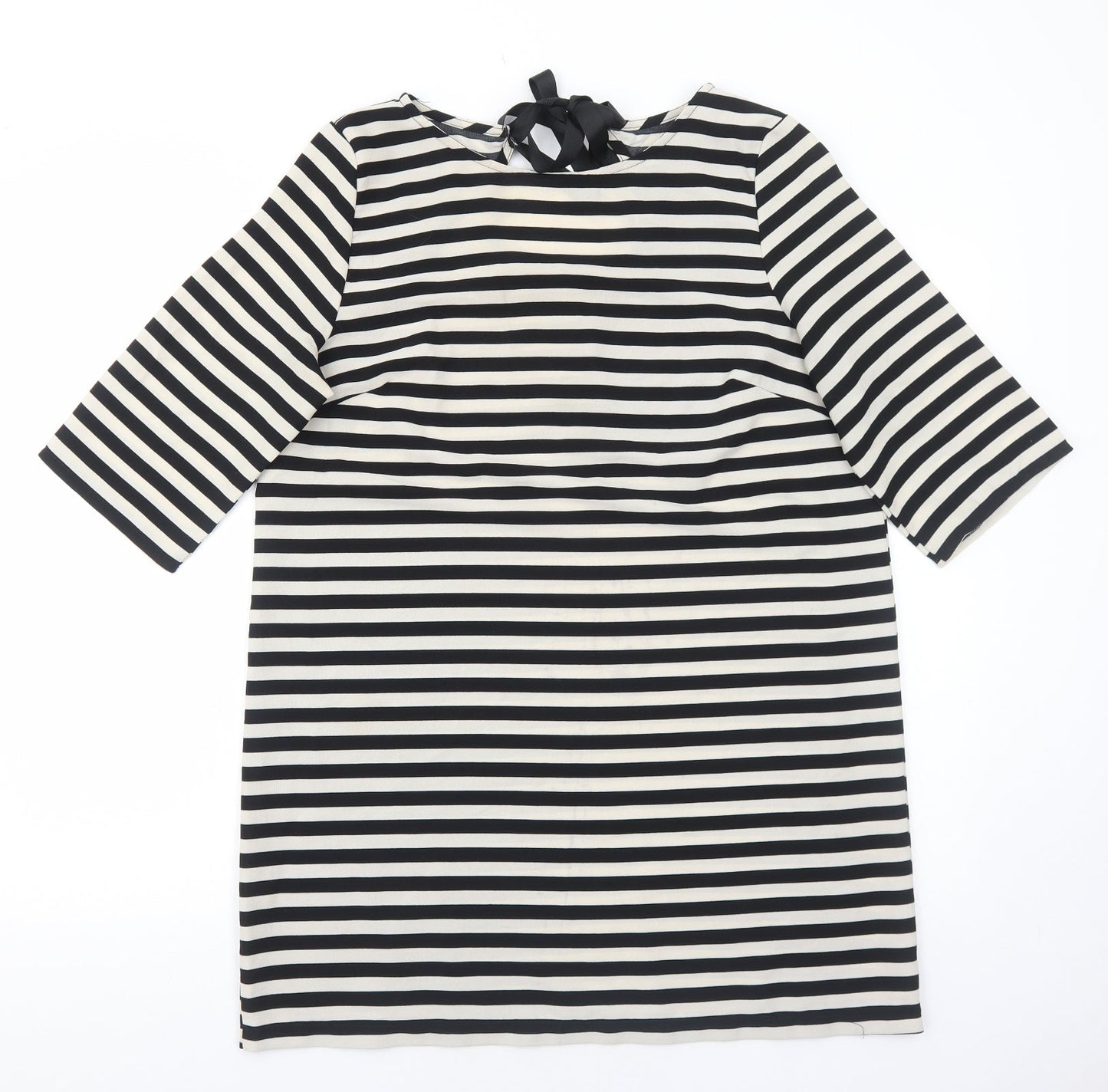 Atmosphere Womens Black Striped Polyester A-Line Size 16 Round Neck Tie
