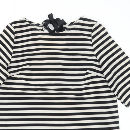 Atmosphere Womens Black Striped Polyester A-Line Size 16 Round Neck Tie