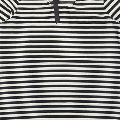 Atmosphere Womens Black Striped Polyester A-Line Size 16 Round Neck Tie
