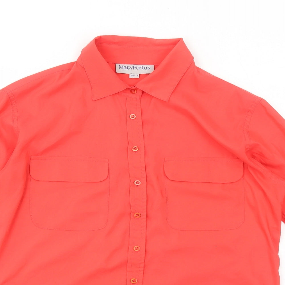 Mary Portas Womens Red Polyester Basic Button-Up Size 8 Collared