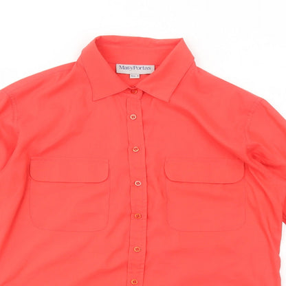 Mary Portas Womens Red Polyester Basic Button-Up Size 8 Collared