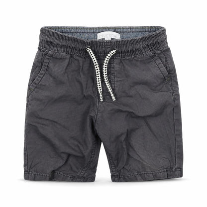 Front view of Blue Zoo boys’ grey cotton cargo trousers, size 18-24, months drawstring