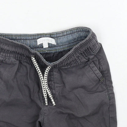 Blue Zoo Boys Grey Cotton Cargo Trousers Size 18-24 Months Drawstring