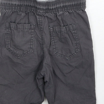 Blue Zoo Boys Grey Cotton Cargo Trousers Size 18-24 Months Drawstring