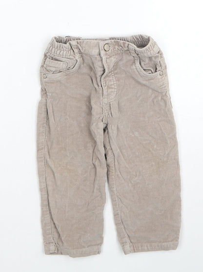 Grain de Ble Girls Beige Cotton Capri Trousers Size 18 Months Button