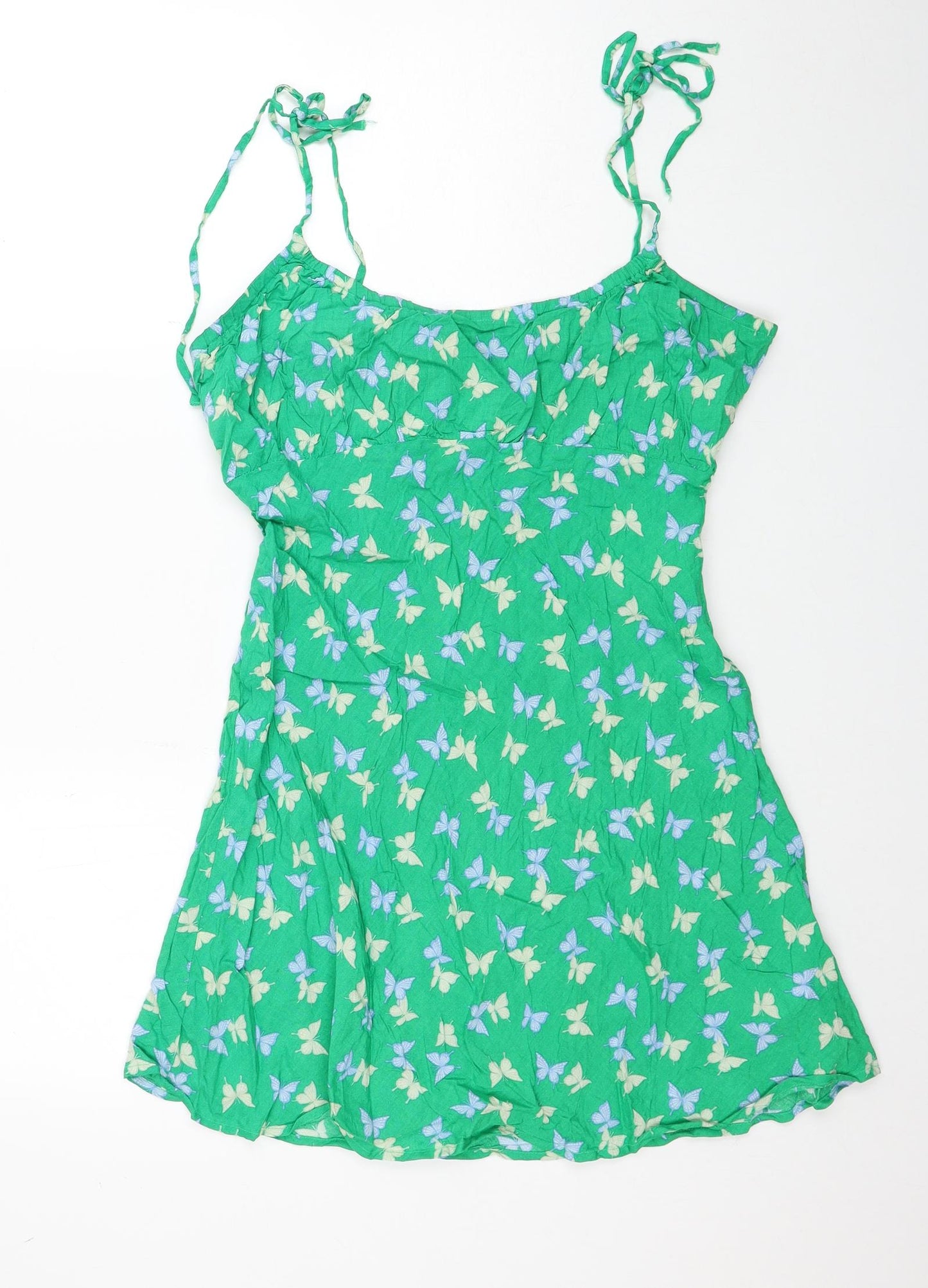 Divided by H&M Womens Green Geometric Viscose Mini Size L Scoop Neck Pullover - Butterfly