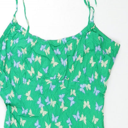 Divided by H&M Womens Green Geometric Viscose Mini Size L Scoop Neck Pullover - Butterfly