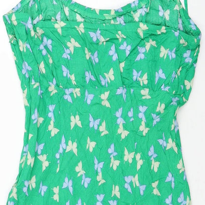 Divided by H&M Womens Green Geometric Viscose Mini Size L Scoop Neck Pullover - Butterfly