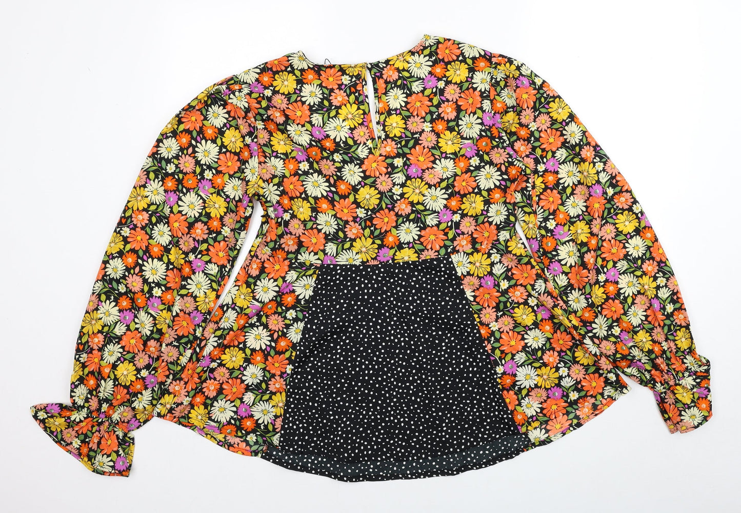 Boohoo Womens Multicoloured Floral Polyester Basic Blouse Size 10 V-Neck