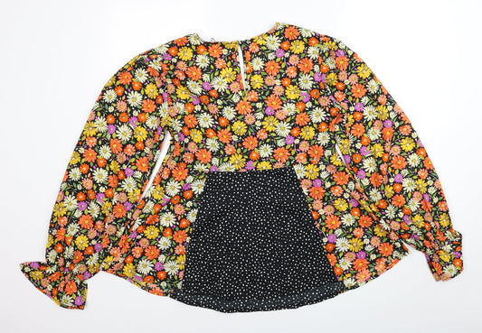 Boohoo Womens Multicoloured Floral Polyester Basic Blouse Size 10 V-Neck