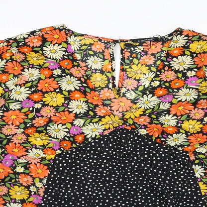 Boohoo Womens Multicoloured Floral Polyester Basic Blouse Size 10 V-Neck