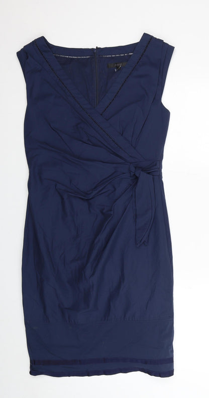 Coast Womens Blue Cotton A-Line Size 12 V-Neck Zip