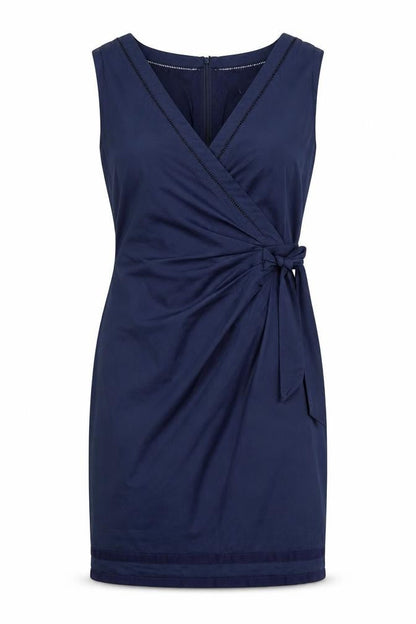 Coast Womens Blue Cotton A-Line Size 12 V-Neck Zip
