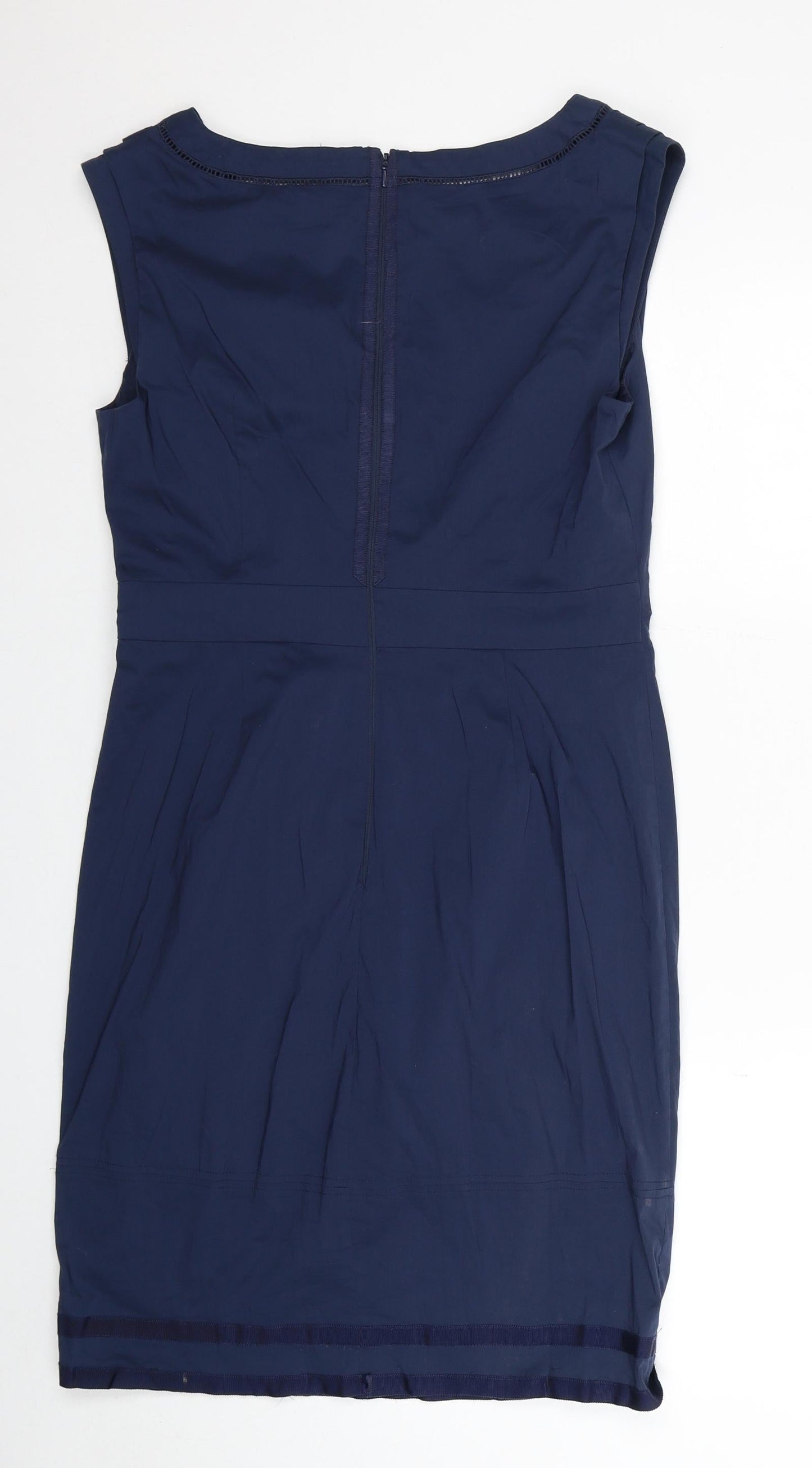 Coast Womens Blue Cotton A-Line Size 12 V-Neck Zip