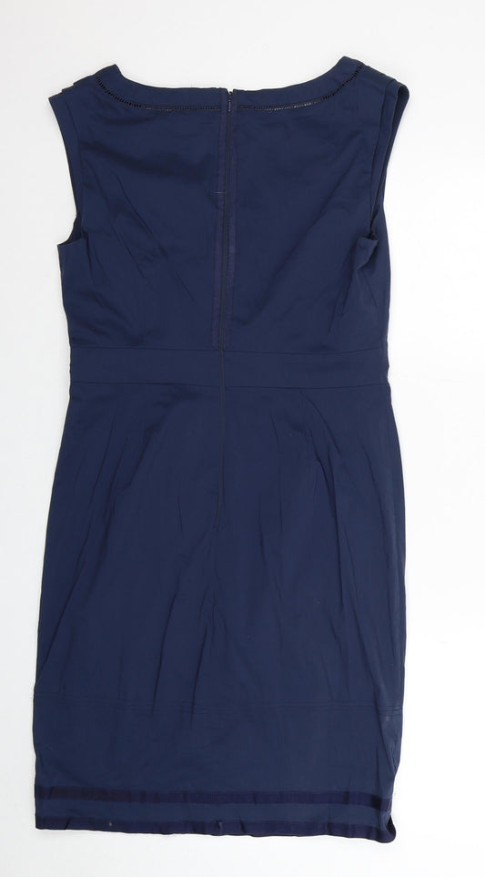 Coast Womens Blue Cotton A-Line Size 12 V-Neck Zip