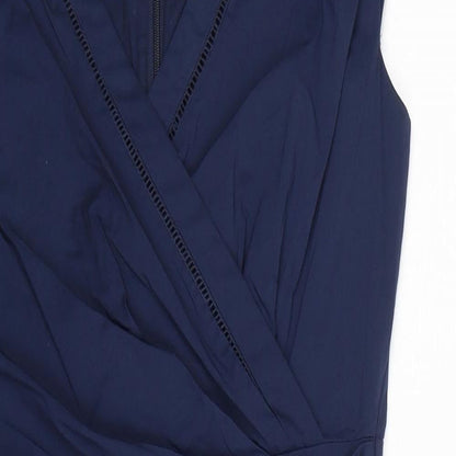 Coast Womens Blue Cotton A-Line Size 12 V-Neck Zip