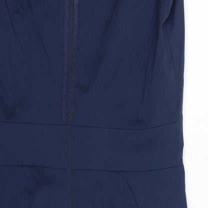 Coast Womens Blue Cotton A-Line Size 12 V-Neck Zip