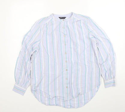 Womens UK Size 10 Marks and Spencer Blue Basic Button-Up