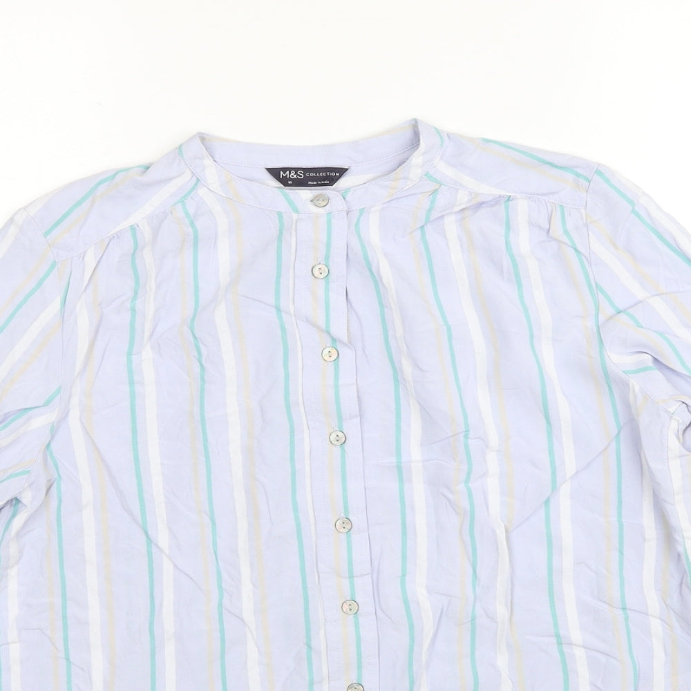 Womens UK Size 10 Marks and Spencer Blue Basic Button-Up