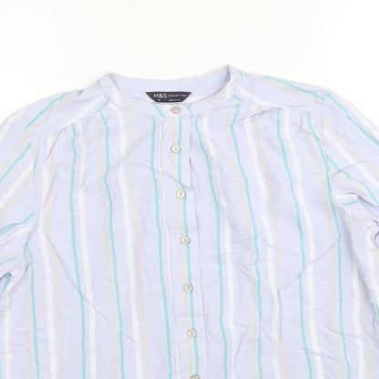 Womens UK Size 10 Marks and Spencer Blue Basic Button-Up