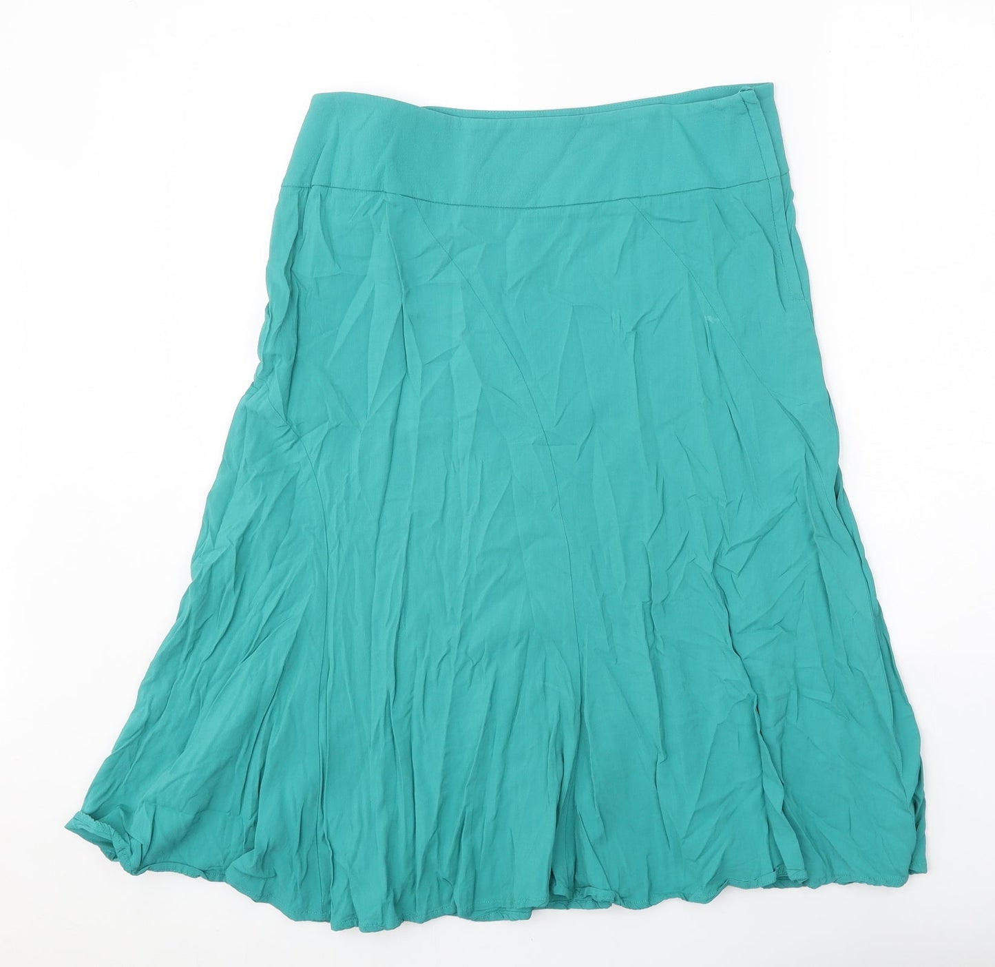 H&M Womens Blue Viscose Swing Skirt Size 35 in Zip