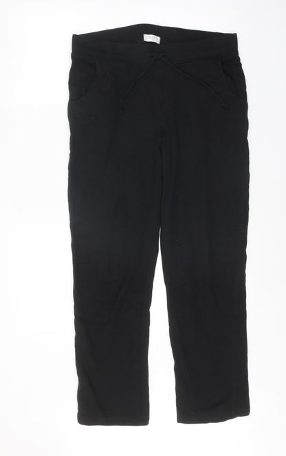 Papaya Womens Black Cotton Trousers Size M Regular Tie