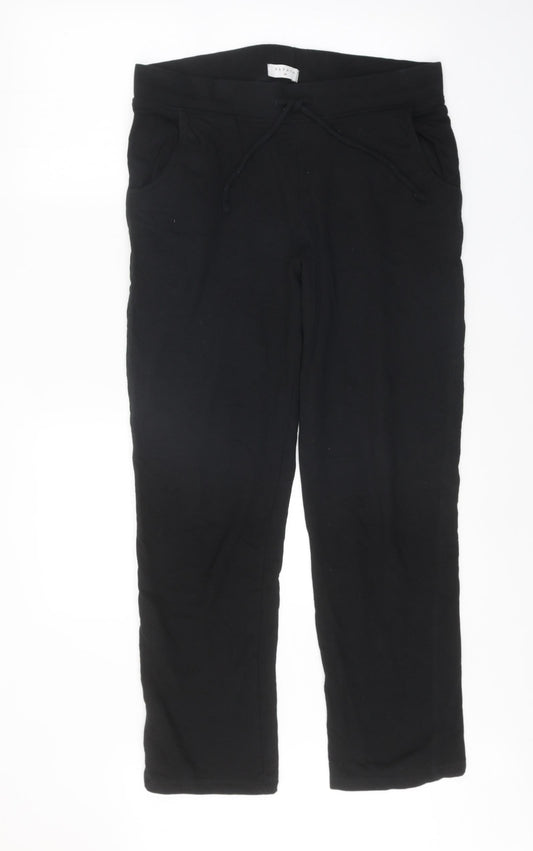 Papaya Womens Black Cotton Trousers Size M Regular Tie