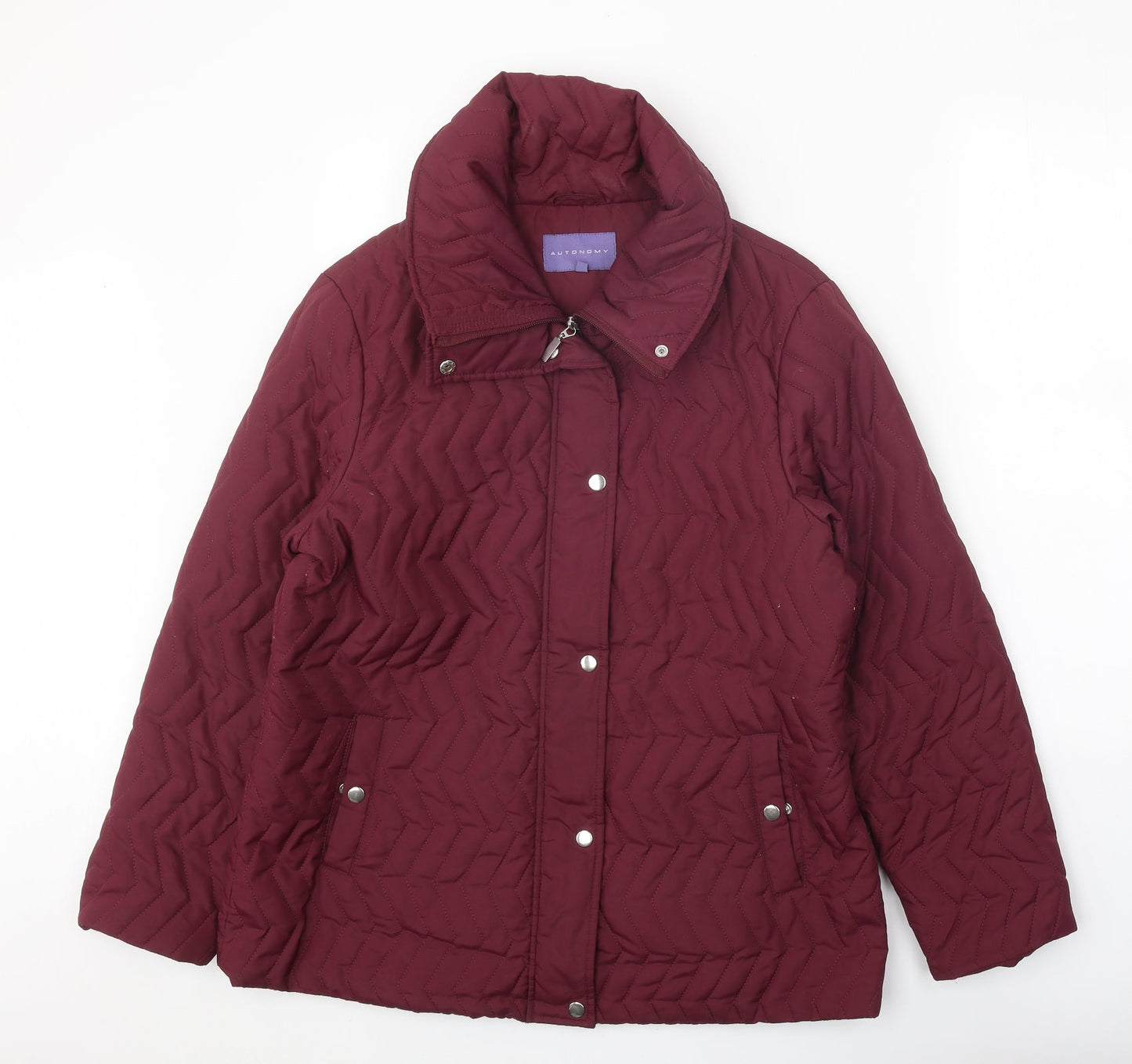 Autonomy Womens Purple Quilted Coat Size 16 Zip