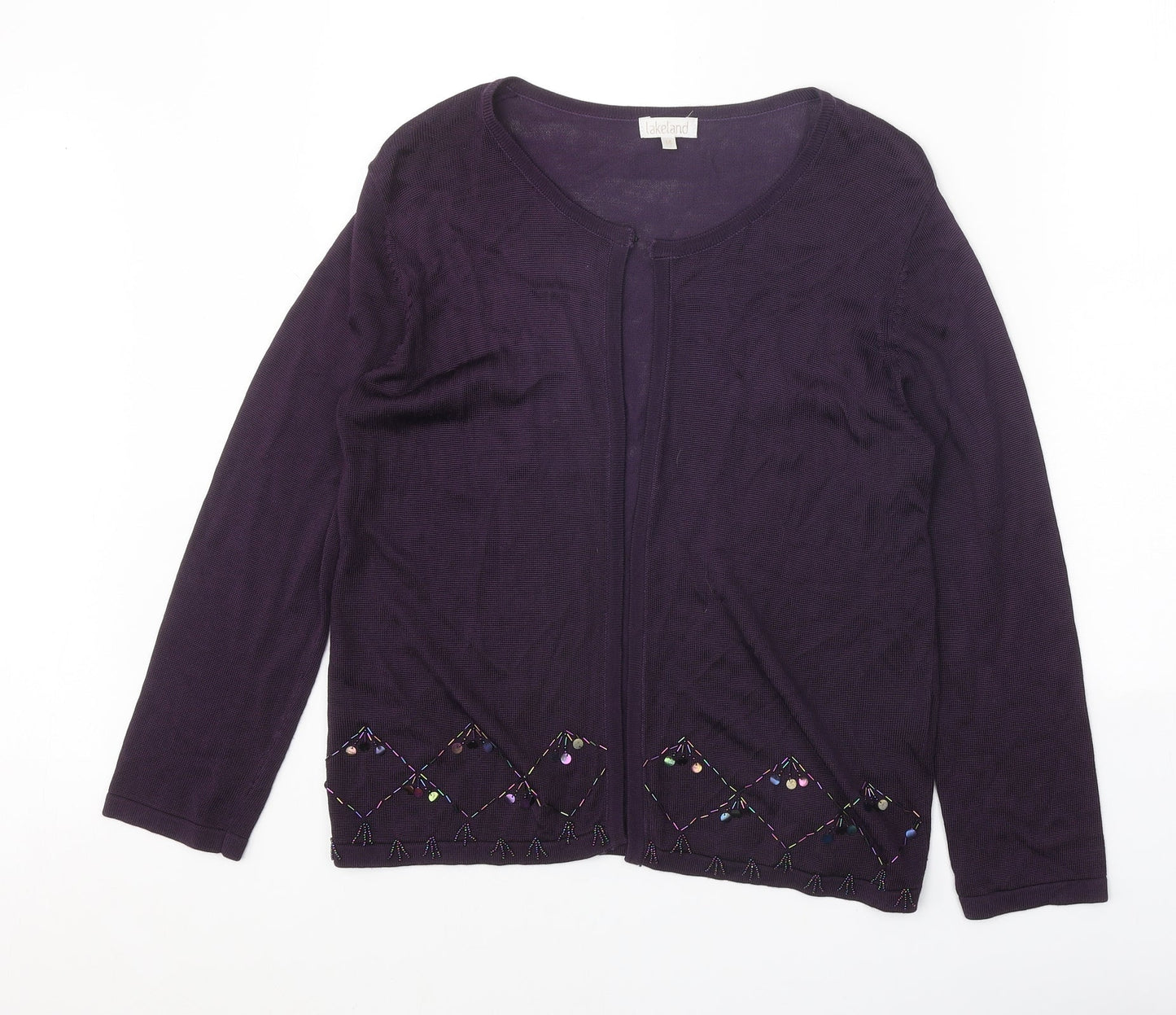 Womens UK Size 14 Lakeland Purple Cardigan Jumper