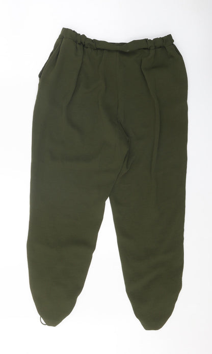 Kzell Womens Green Polyester Trousers Size M Regular Drawstring