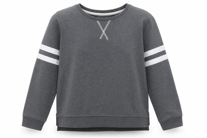 NEXT Girls Grey Cotton Pullover Sweatshirt Size 12 Years Pullover - Stripe Detail