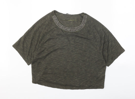 Womens UK Size 10 Atmosphere Green Basic T-Shirt
