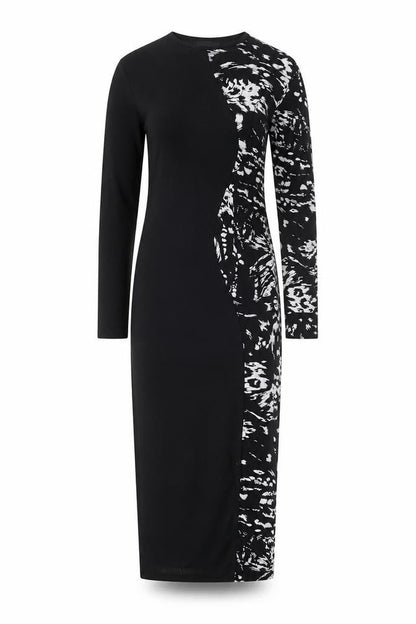 Club L Womens Black Geometric Viscose Bodycon Size 8 Round Neck Pullover
